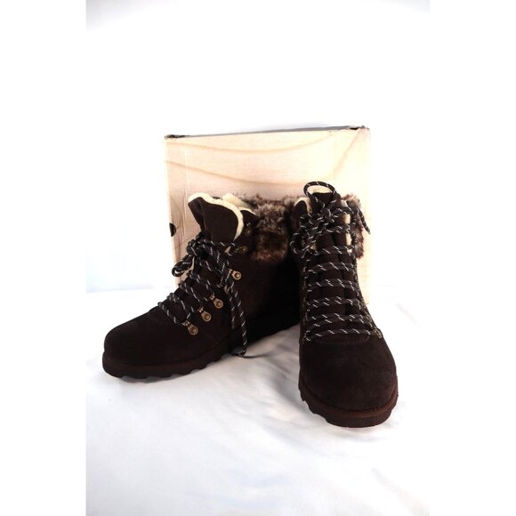 BearPaw  Dark Brown Suede Winter Hiking Ankle Boots with Lace Up Design Size 10 - Picture 8 of 8